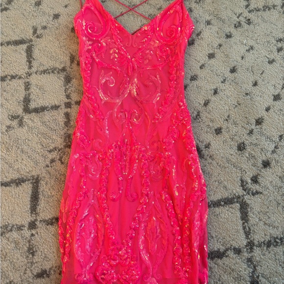 B Darlin Hot Pink Sequin Dress - Picture 1 of 3